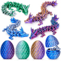 Miniatyrbilde 1 av 6: 4 stk. 3D-printet påske-drageegg, liten artikulert krystall-drage fidget-leke, overraskelse 3D-printet dyreleke påskekurv (4-delt sett-D)
