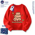 Capybara Sweatshirt, Unisex Løstsiddende Crewneck Pullover, Sød Afslappet Langærmet Top til Børn og Voksne*M størrelse*018 Rød 018 Red M size