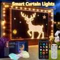 Smarte RGB-gardinlys, app- og Bluetooth-kontroll med USB-strøm, tilpassbare dekorative LED-lyslenker for soverom og festdekor 1m x 1m, 400 LEDs