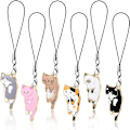 Miniatyrbillede 1 af 3: 6 Stykker Katte Charm til Mobiltelefon, Kawaii Charms Rem, Sød Hængende Kat til Rygsæk, Pung, Nøglering Vedhæng