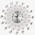 Kristall Diamant Väggklocka Modern Väggklocka Blommig Väggklocka Tyst Metallklocka Hem Väggkonst Dekoration (50cm Silver) 50cm{F2} 50cm