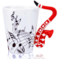 Miniatyrbillede 1 af 5: 14 Ounce Sax Krus Musikalske Noder Kaffekrus Keramisk Saxofon Musik Kop Gave til Ven Krus Musik Node Kaffe (Rød)