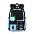 Skolerygsæk i koreansk stil, stor kapacitet studiebogstaske, afslappet rejsetaske Black & Blue – Backpack Only