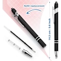 Miniatyrbillede 3 af 3: Bribobo 8 Pak Sort Kuglepen 2-i-1 Stylus - Udtrækkelig Metalpen Med Stylusspids til Touchskærme, 1,0 mm Sort Blæk