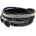 Miniatyrbillede 1 af 5: Læderarmbånd til kvinder, Boho Leopard Multilayer Krystal Perler Manchet Armbånd Smykker