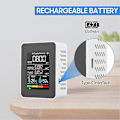 Miniatyrbild 2 av 5: 5-i-1 Luftkvalitetsmätare TVOC HCHO Temperatur Fuktighet CO2-mätare, USB Laddningsbar CO2-detektor Vit