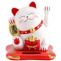 Miniatyrbild 1 av 5: Lyckokatt - Maneki Neko Solcellsdriven Vinkande Lyckokatt Solcellsdriven Söt Katt för Skrivbordsdekoration Hemtillbehör (Färg: Vit){HH}