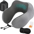 Justerbar Resekudde i Memory Foam med Öronproppar och Ögonmask för Flygplan och Bilresor
