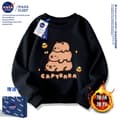 Capybara Sweatshirt, Unisex Løstsiddende Crewneck Pullover, Sød Afslappet Langærmet Top til Børn og Voksne*110 yards*018 Sort - Fleeceforet 018 Black - Fleece Lined 110 yards