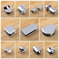 Miniatyrbillede 2 af 10: Glashylde beslag holder lys badeværelse træ fiskemund clips 5-12MM tyk zinklegering fast glasklips{f898}