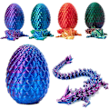 Miniatyrbilde 5 av 5: 3D-printet drage i egg, fullt bevegelig krystall drage med drageegg, hjemmeinnredning sjefskontorleker{F2}