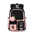 Skolerygsæk i koreansk stil, stor kapacitet studiebogstaske, afslappet rejsetaske Black & Pink – Backpack Only