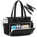 RAINSMORE Lærerveske for kvinner, 15.6\" Laptop Arbeidsveske, 40oz Koppholder Black