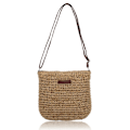 Miniatyrbild 1 av 5: Halmväska för Kvinnor, Liten Crossbody-väska för Sommarstrand med Dragkedja och Justerbar Axelrem, Boho Vävd Handgjord Axelväska (Khaki) Khaki