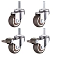 Miniatyrbillede 1 af 5: M8 gevindstang gummhjul til håndvogn, arbejdsbord, møbelhjul, 1,5 tommer, gevinddiameter: 8 mm, længde 20 mm, 2 stk