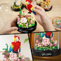 Miniatyrbillede 2 af 6: Blomsterbuket Byggekit til Voksne, Dyr Blomster 551 STK Botanisk Samling Mini Byggeklodser Sæt, Valentinsdag til Hendes Mor (Papegøje)