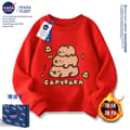 Capybara Sweatshirt, Unisex Løstsiddende Crewneck Pullover, Sød Afslappet Langærmet Top til Børn og Voksne*M størrelse*018 Rød - Fleeceforet 018 Red - Fleece Lined M size