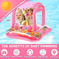 Miniatyrbild 5 av 5: Baby Badring Uppblåsbar Pool Badring Med UPF 50+ Solskydd För Barn I Åldern 3-36 Månader Kul I Vattnet Rosa{F2} pink With 3 bells