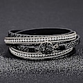 Miniatyrbild 2 av 5: Läderarmband för kvinnor, Boho Leopard Multilayer Kristallpärlor Manschettarmband Smycken
