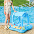 Miniatyrbild 5 av 5: Baby Badring Uppblåsbar Pool Badring Med UPF 50+ Solskydd För Barn I Åldern 3-36 Månader Kul I Vattnet Blå{F2} blue with handle