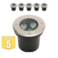 Miniatyrbild 1 av 3: Set med 5 vattentäta infällda LED-spotlights 3W 300lm 4000K IP67 Matt krom