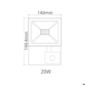 Miniatyrbillede 4 af 4: LED projektor INDUS-S med sensor 20W IP44 6000K Grå