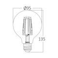 Miniatyrbillede 3 af 4: LED ampul G95 filament 6W E27 2200K dæmpbar Bärnsten