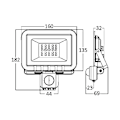 Miniatyrbild 3 av 3: LED-projektor 30W IP54 6500K med sensor Grå