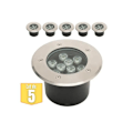 Miniatyrbild 1 av 3: Set med 5 vattentäta infällda LED-spotlights 9W 900lm 4000K IP67 Matt krom