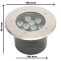Pikkukuva 2 / 3: Vedenpitävä upotettu LED-kohdevalo 9W 900lm 4000K IP67 Matt krom