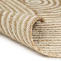 Miniatyrbillede 4 af 4: Håndlavet jute tæppe med hvid spiral design 90