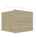 Miniatyrbillede 6 af 6: Sæt med 2 væghængte natborde med skuffer 40 x 30 x 30 cm i ingeniørtræ farve eg DEC035227 kastanj