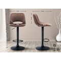 Miniatyrbillede 3 af 6: Barstol højde x1 med fodskammel i brun fløjlsdesign og sort metalstel 10_0004601 kastanj