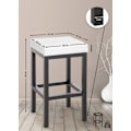 Miniatyrbillede 4 af 4: Barstol x1 med enkel fodrest design, siddehøjde 85 cm i hvid PVC og støtte i sort metal 10_0005412 Vit