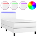 Miniatyrbillede 1 af 4: Sengestel - LED - 100x200 cm - Kunstlæder hvid - 1 plads - Moderne design Vit