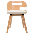 Miniatyrbillede 2 af 6: Sæt af 2 spisestole til køkken med tidløst design i buet træ og syntetisk creme.