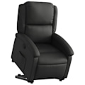 Miniatyrbillede 1 af 6: Fauteuil relax TV med komfortabel polstring, elektrisk løftefunktion i ægte sort læder DEC028065 Svart