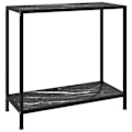 Miniatyrbillede 1 af 6: Funktionsdygtig konsolbord i stil med 80 x 35 x 75 cm i hærdet glas med marmorlook i sort og stål DEC032167 Svart