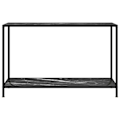 Miniatyrbillede 2 af 6: Funktionsdygtig konsolbord i stil 120 x 35 x 75 cm, hærdet glas med sort marmorudseende og stål DEC032105 Svart