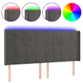 Miniatyrbillede 1 af 4: Hovedgærde - LED - Mørkegrå velour - 203x16x118/128 cm - Moderne stil - Moderne design Mörkgrå