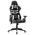 Miniatyrbillede 1 af 6: Kontorstol med gaming-funktion på hjul i sorte og hvide PVC DEC025954 Vit