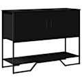 Miniatyrbillede 1 af 6: Moderne konsolbord til entré, sidebord med opbevaringsplads 100x35x74,5 cm i ingeniørtræ og sort metal DEC032075 kastanj