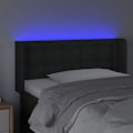 Miniatyrbillede 3 af 5: Hovedgavl - LED - Sort - 93x16x78/88 cm - Simili læder - Moderne design Svart