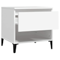 Miniatyrbillede 3 af 6: Side table end of sofa nightstand with drawer 50 x 46 x 50 cm engineering wood white DEC032358 Vit