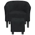 Miniatyrbillede 2 af 6: Lounge stol med komfortabelt sæde i moderne design med fodskammel i sort velour DEC026431 Svart