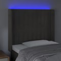 Miniatyrbillede 3 af 6: Hovedgavl til soveværelse møbel med LED 103 x 16 x 118/128 cm mørkegråt fløjl TDL0201181