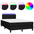 Miniatyrbillede 1 af 6: LED sengramme med hovedgærde madras 120 x 200 cm sort stof TDL0209291 Svart