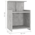 Pikkukuva 5 / 5: 2 kpl yöpöytiä hyllyillä 40 x 35 x 60 cm harmaa lastulevy DEC035377 Grå