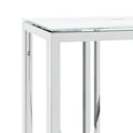Miniatyrbillede 4 af 5: Bordkonsolbord 110 x 30 x 70 cm rustfrit stål i sølv og glas med hvid marmor finish DEC031598 Silver