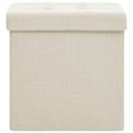 Miniatyrbillede 2 af 6: Foldbar opbevaringspuf 38 x 38 x 38 cm i hvid creme stof DEC026342 Vit